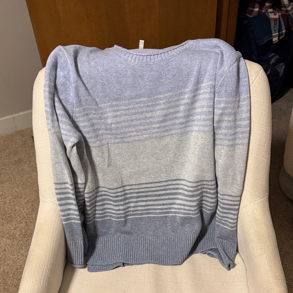 Ella Moss Light Blue and Gray Striped Sweater